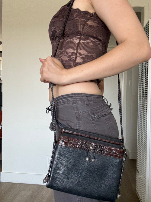 Brown & black leather purse