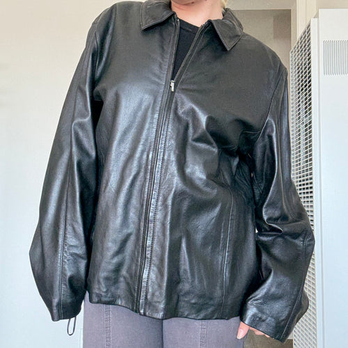 Leather Zip-Up Jacket