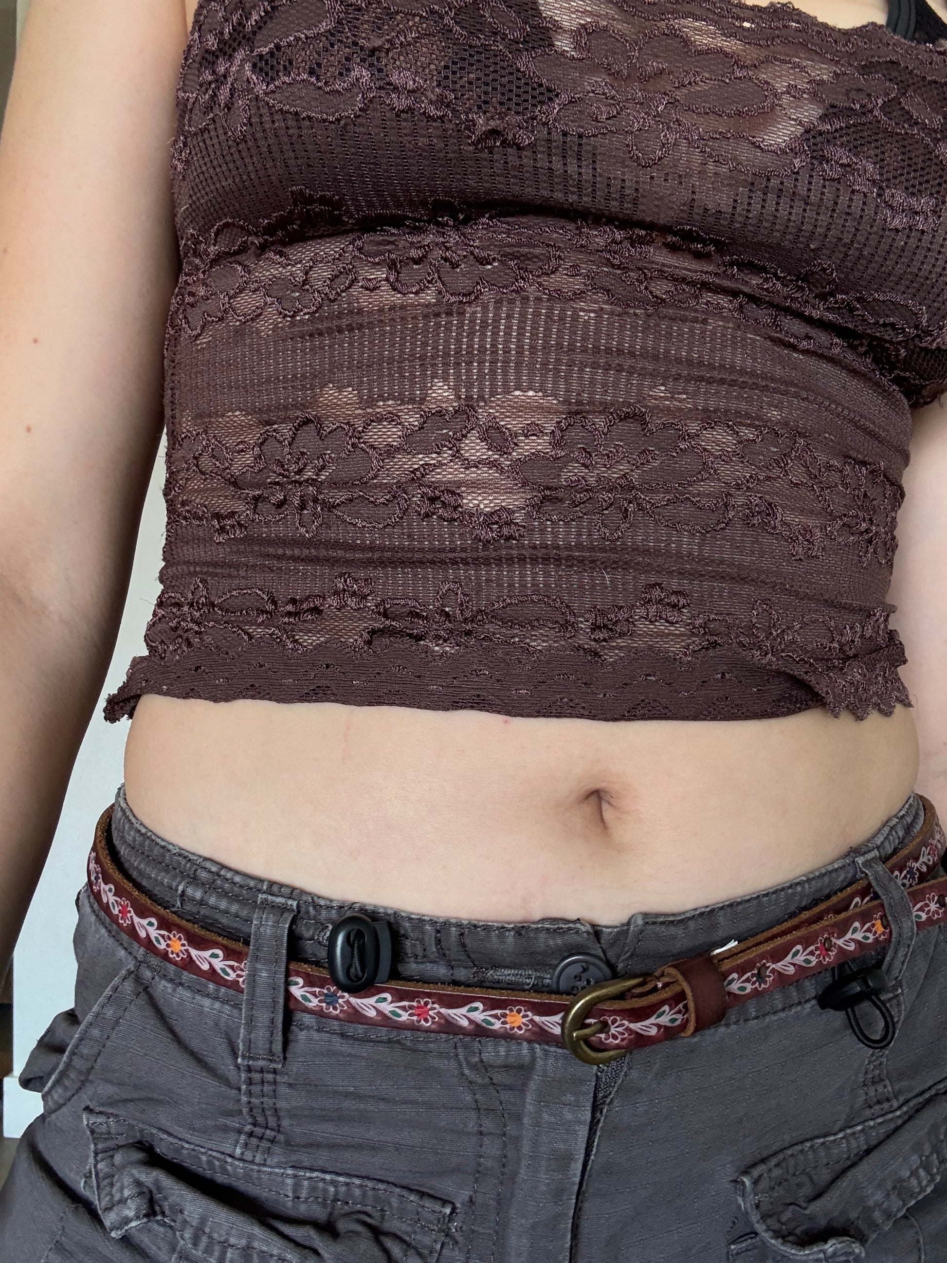 Vtg 70s mini flower belt