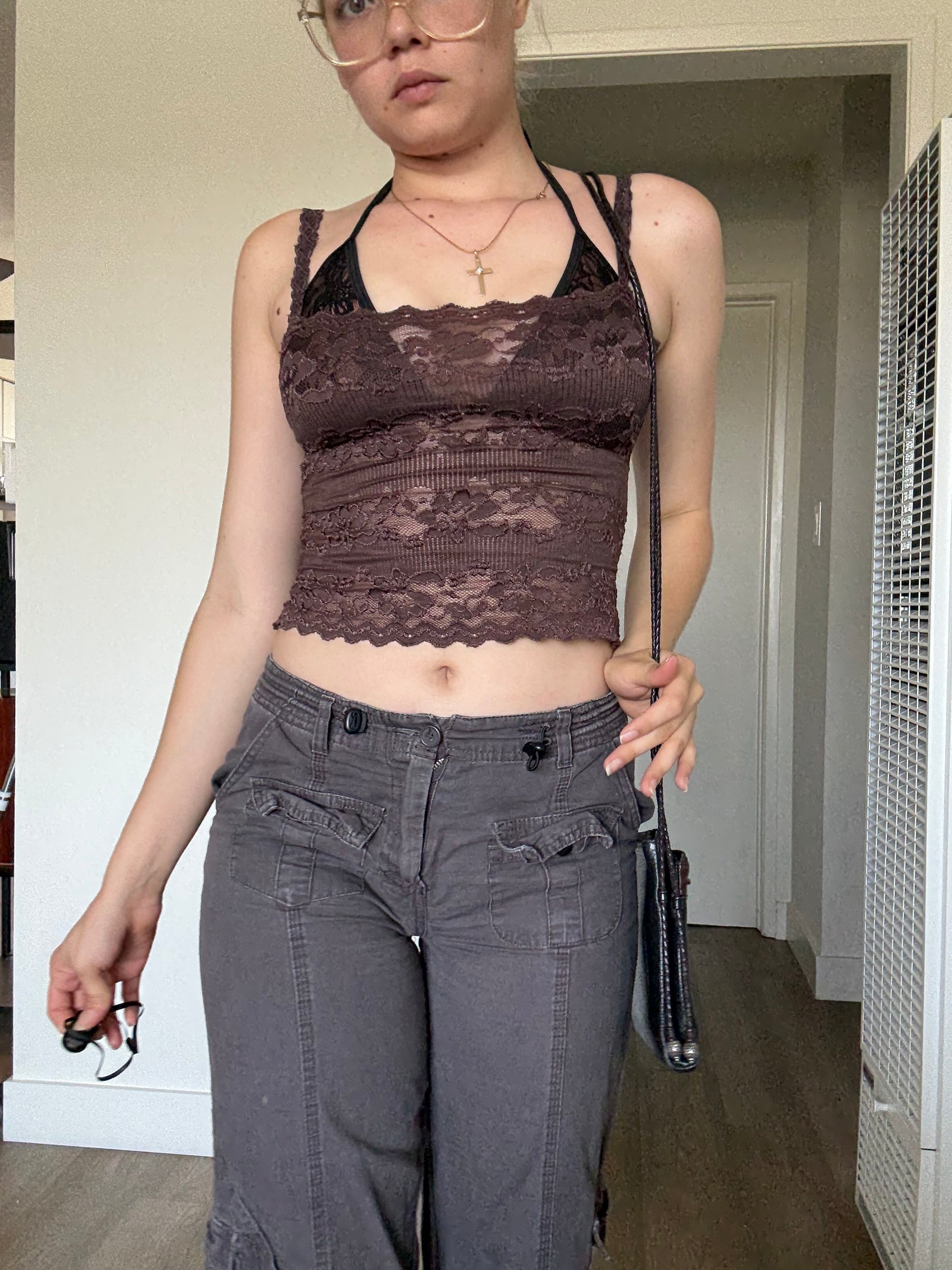 Brown & black leather purse