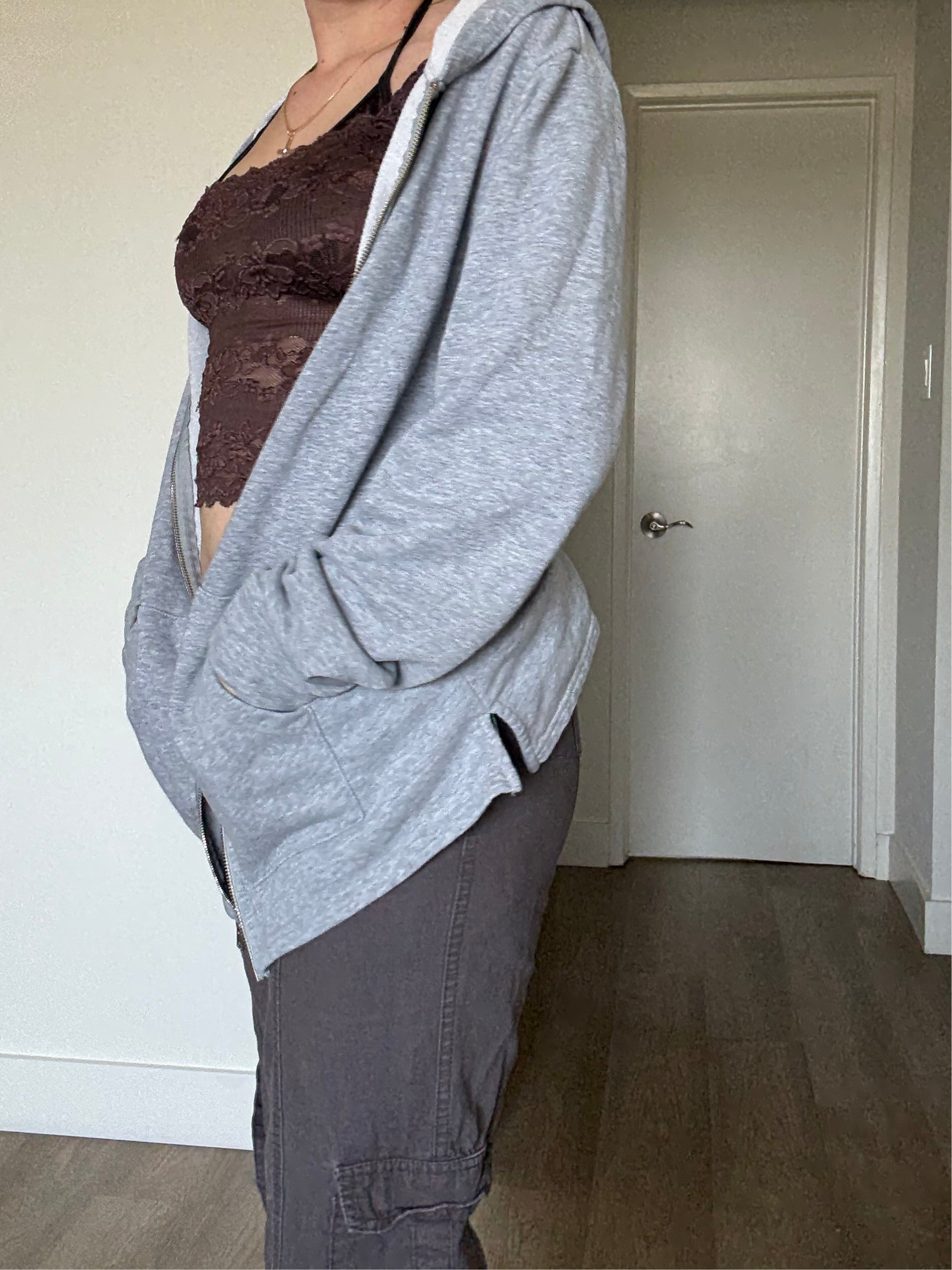 Grey zip up hoodie #goth #grunge