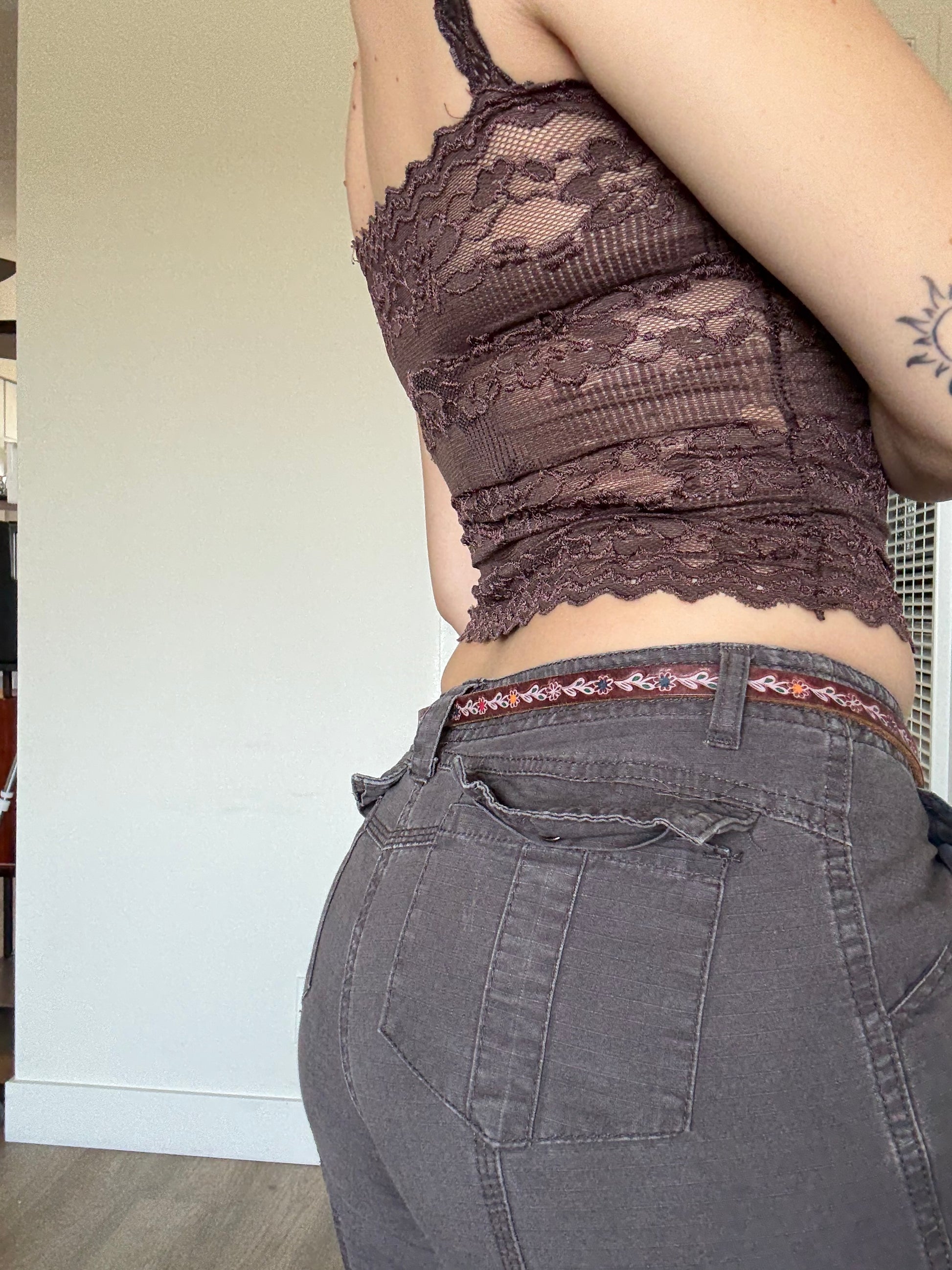 Vtg 70s mini flower belt