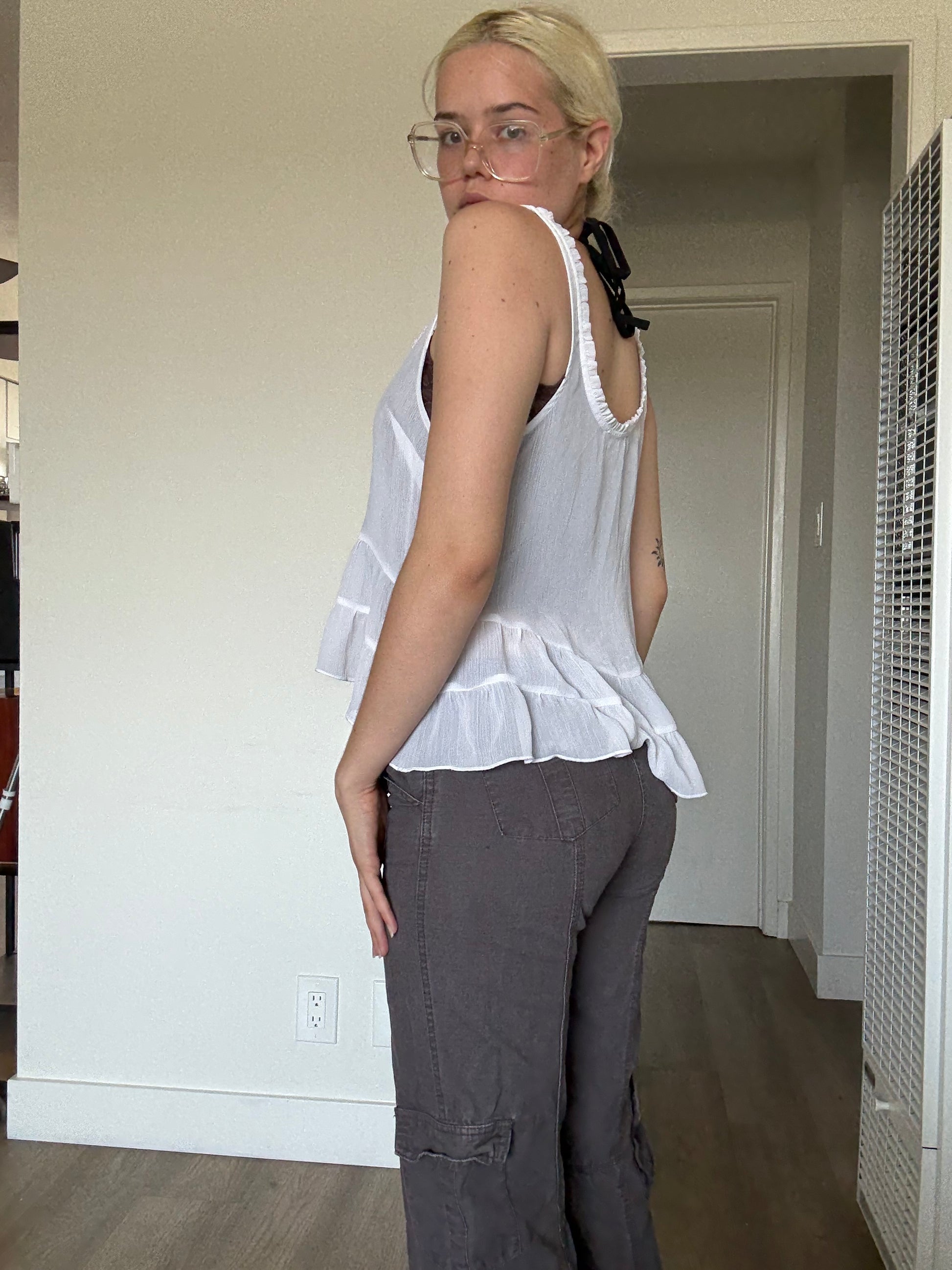 White and cream Abercrombie & Fitch lace cami #fairycore
