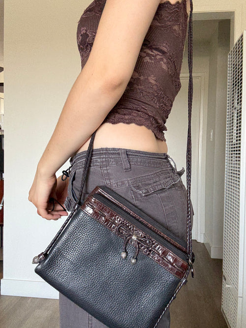 Brown & black leather purse