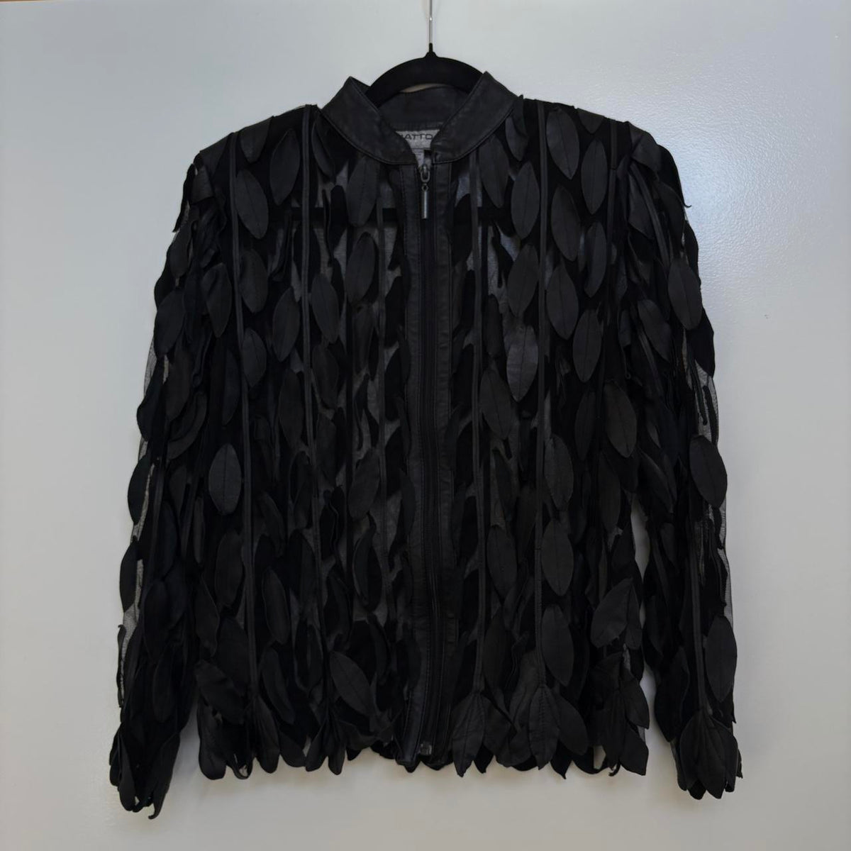 Vintage Leaf Leather Jacket With  Leaf